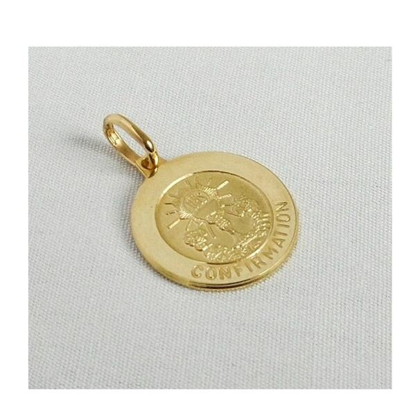 10K Real Gold Confirmation Necklace, Religious Medallion, Christian Jewelry - Picture 3 of 4